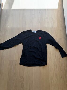 Comme des Garcons Play Black Long Sleeve T-Shirt. Size Medium.